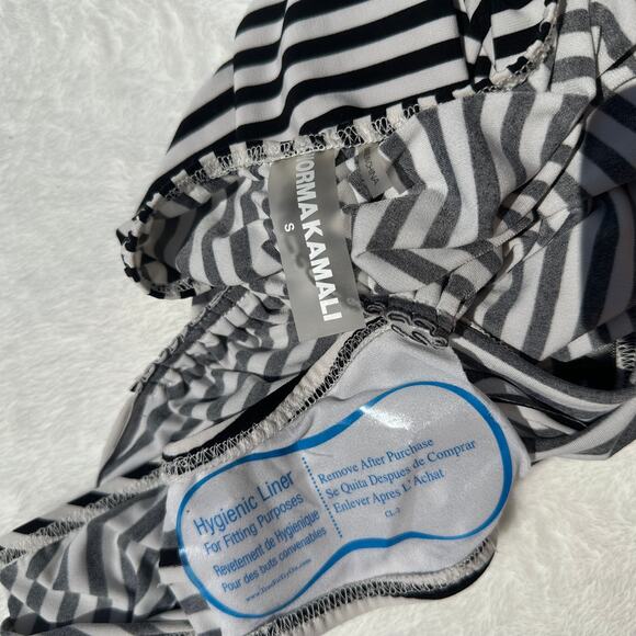 Norma Kamali Slinky Marissa Ivy Black White Stripe One Piece Swimsuit Small NWOT - Picture 11 of 13